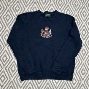 Vintage Lauren Ralph Lauren Crest Logo Sweater Navy